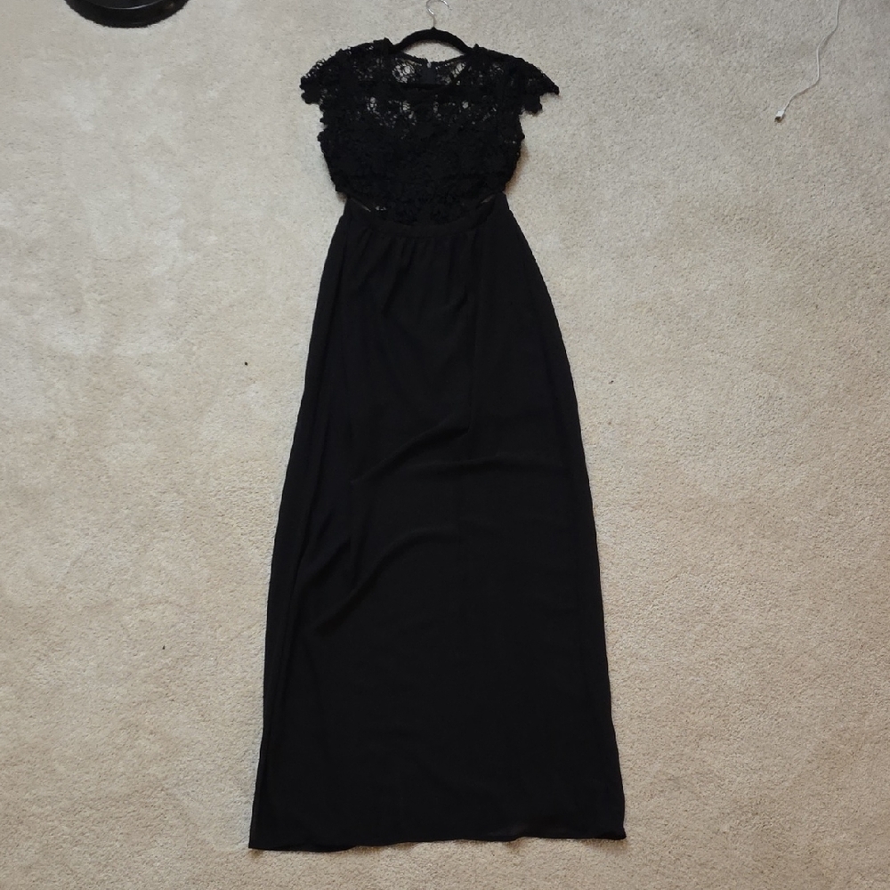 City Triangles Black Lace Maxi Dress